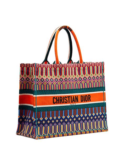 dior multi-colored logo embroidered canvas book tote|Dior Multicolor Embroidered Canvas Medium Book Tote .